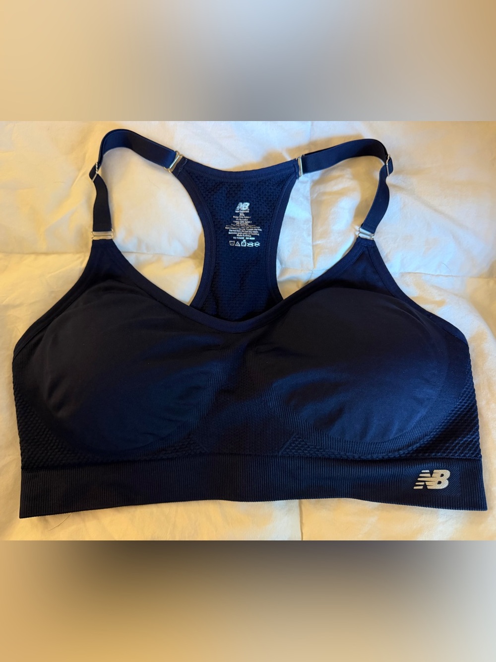 New Balance Navy Adjustable-Strap Racerback Sports Bra - XL
